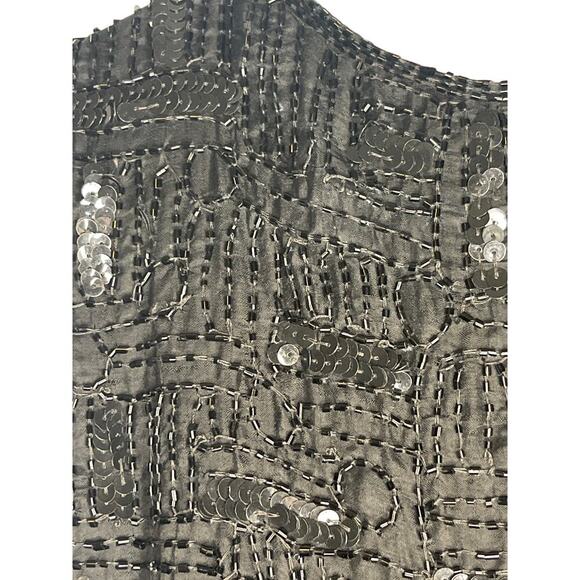 Vintage Sweet Sue 100% Silk Black Sequin Beaded Vest Top Women's Size Medium - Picture 4 of 5